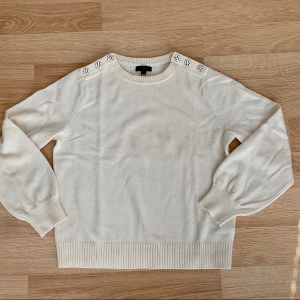 J CREW jeweled cream sweater